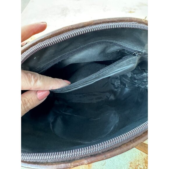 Vintage Guatemalan Handcrafted Striped Leather Santa Fe Aztec Fabric Purse Bag - Picture 9 of 13